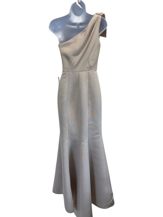 Amsale Size 2 Beige Polyester One Shoulder Bow Mermaid Gown Beige / 2