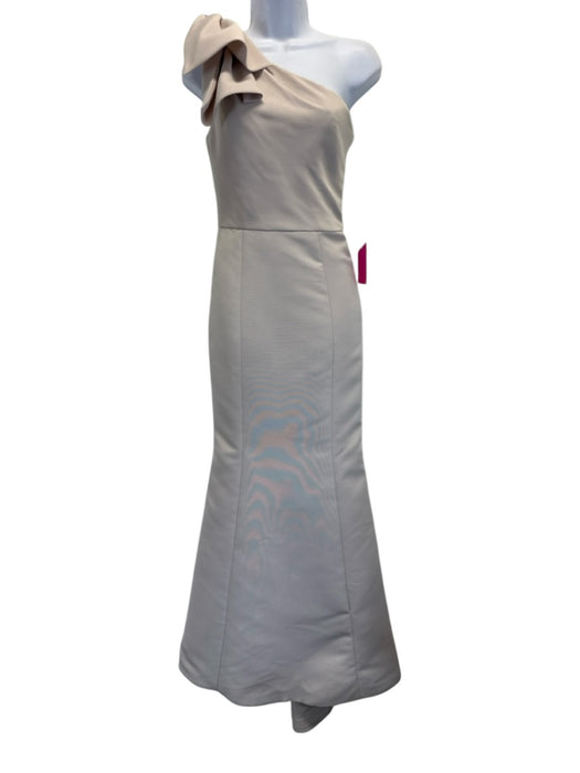 Amsale Size 2 Beige Polyester One Shoulder Bow Mermaid Gown Beige / 2