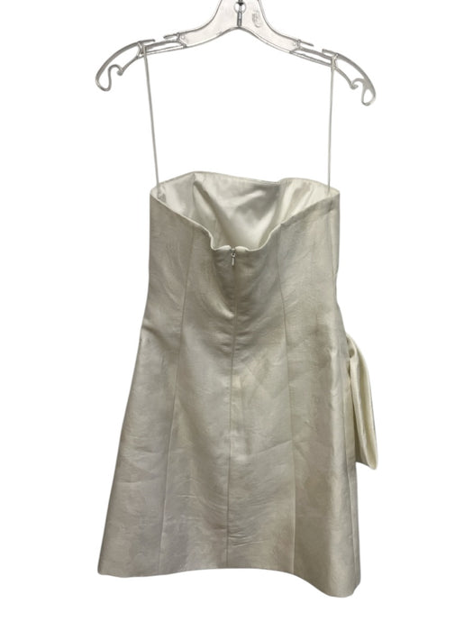 Lela Rose Size 2 White Polyester Blend Jacquard Bow Strapless Mini Dress White / 2