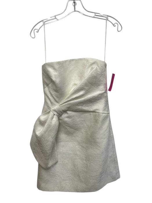 Lela Rose Size 2 White Polyester Blend Jacquard Bow Strapless Mini Dress White / 2