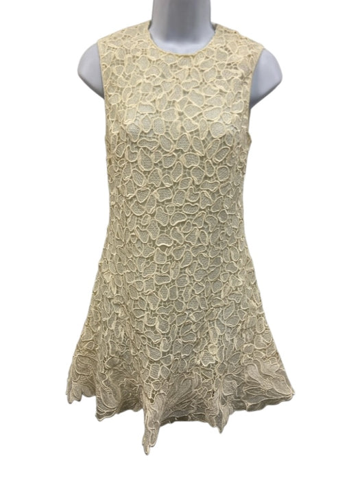 Simkhai Size 0 Cream Polyester Lace Knee Length Sleeveless Shift Dress Cream / 0