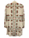 Tory Burch Size 00 Cream, Green, Red Silk Pleated Floral Button Down Shirt Dress Cream, Green, Red / 00