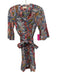 Perry Walker Size 1 Blue, Red, Green Block Printed Floral Fluted Sleeve Dress Blue, Red, Green / 1