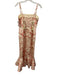 Alexis Size XS Cream & Red Cotton Metallic Thread Embroidered Fluted Hem Dress Cream & Red / XS