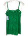 Johanna Ortiz Size 2 Green Sleeveless Floral Eyelet Braided Strap Mini Dress Green / 2