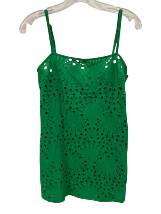 Johanna Ortiz Size 2 Green Sleeveless Floral Eyelet Braided Strap Mini Dress Green / 2