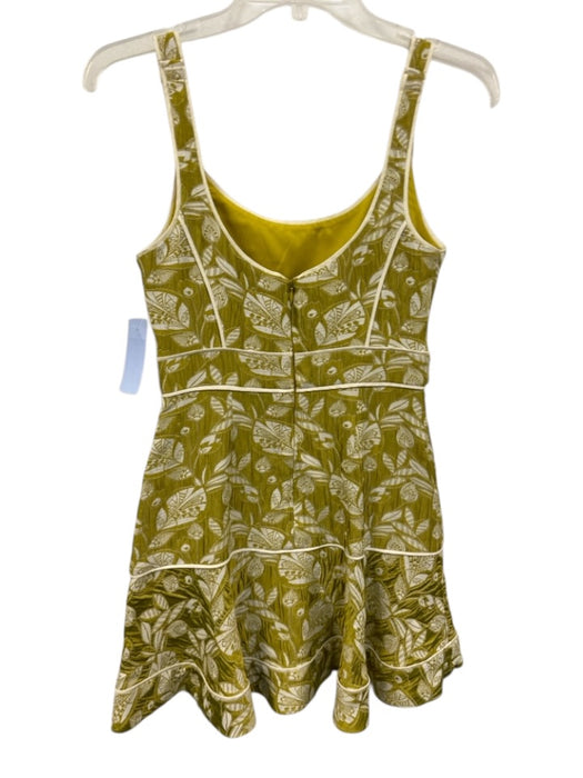 Alexis Size XS Chartreuse Yellow Acetate Blend Sleeveless Leaf Print Dress Chartreuse Yellow / XS