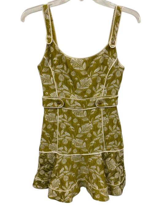 Alexis Size XS Chartreuse Yellow Acetate Blend Sleeveless Leaf Print Dress Chartreuse Yellow / XS