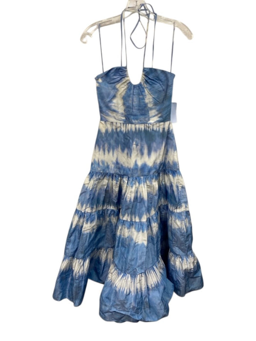 Alexis Size XS Blue & White Polyester Spaghetti Strap Tie Dye Halter Tie Dress Blue & White / XS