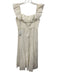 Zimmermann Size 1 White Linen Ruffle Cap Sleeve Elastic Boning Midi Dress White / 1