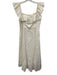 Zimmermann Size 1 White Linen Ruffle Cap Sleeve Elastic Boning Midi Dress White / 1