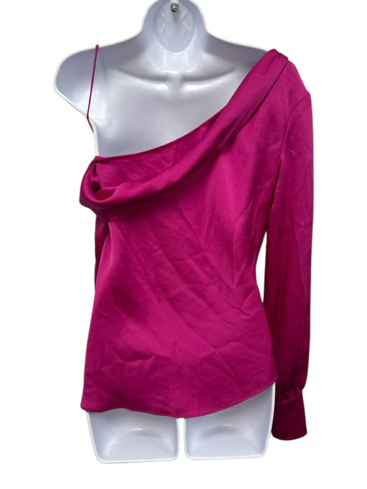 Jonathan Simkhai Size XS Magenta Pink Acetate Blend Long Sleeve Off Shoulder Top Magenta Pink / XS