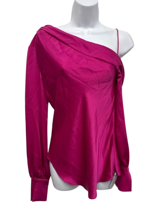 Jonathan Simkhai Size XS Magenta Pink Acetate Blend Long Sleeve Off Shoulder Top Magenta Pink / XS