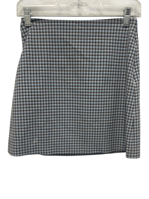 Theory Size 00 Blue & Tan Viscose Blend plaid check Side Zip Mini Skirt Blue & Tan / 00
