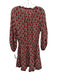 Natalie Martin Size S Red, Pink, Green Rayon Flowers Tie Neck Mini Dress Red, Pink, Green / S