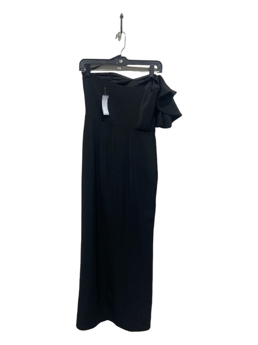 Laundry by Shelli Segal Size 2 Black Front Slit One Shoulder Ruffle boning Gown Black / 2