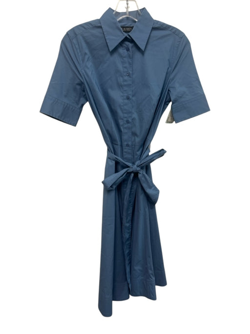 Lauren Ralph Lauren Black Size 0P Cornflower Blue Cotton Short Sleeve Midi Dress Cornflower Blue / 0P