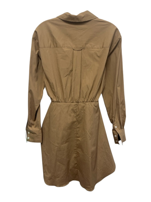 Veronica Beard Size 00 Beige Cotton Long Sleeve Buttons Knee Length Shirt Dress Beige / 00