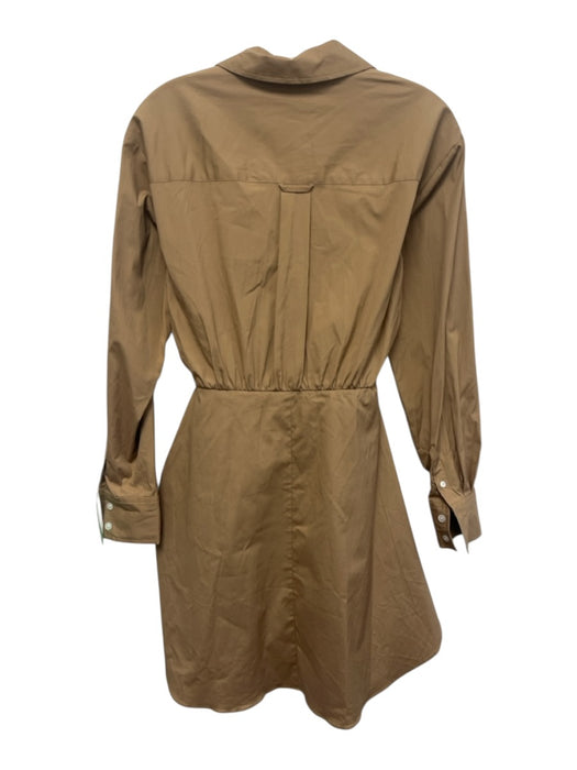 Veronica Beard Size 00 Beige Cotton Long Sleeve Buttons Knee Length Shirt Dress Beige / 00