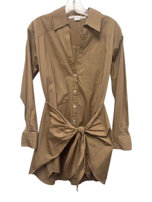 Veronica Beard Size 00 Beige Cotton Long Sleeve Buttons Knee Length Shirt Dress Beige / 00