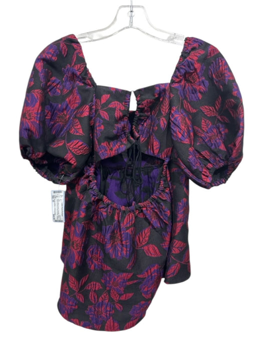 Sachin & Babi x Anthropologie Size XS Black, Red & Purple Polyester Floral Top Black, Red & Purple / XS
