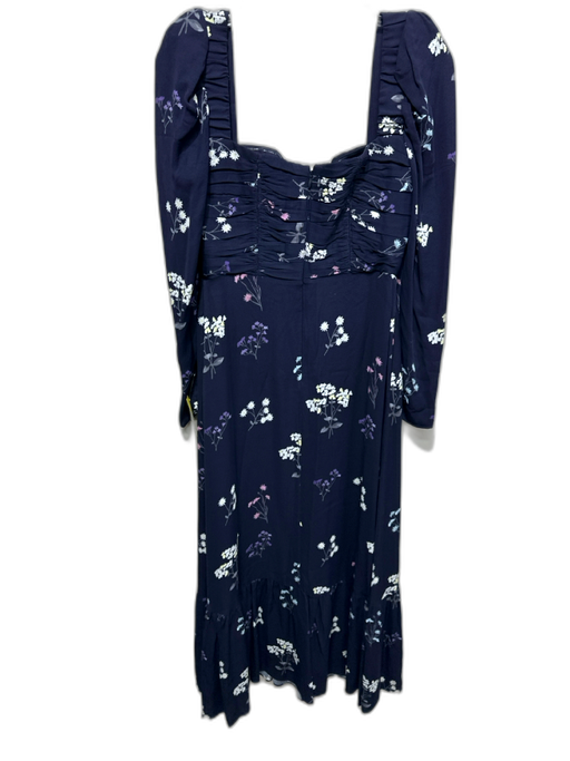 Self-Portrait Size 4 Navy Blue, White & Purple Viscose Blend Floral Dress Navy Blue, White & Purple / 4