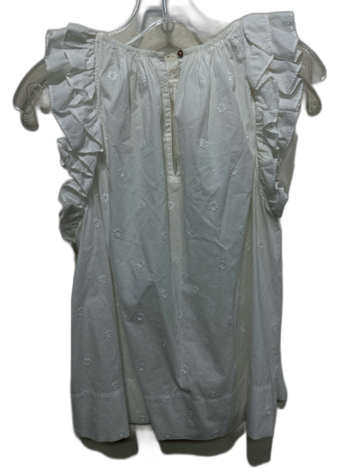 Ulla Johnson Size 0 White Cotton Sleeveless Ruffle Shoulder Detail Top White / 0