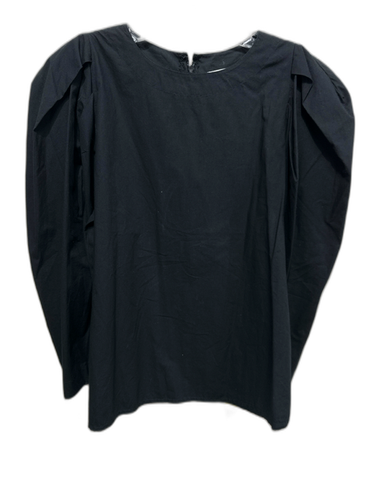 Mille Resort & Travel Size S Black Cotton 3/4 Sleeve Puff Shoulder Back Zip Top Black / S