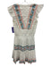 Oliphant Size XS White, Pink & Teal Cotton Sleeveless Tie V Neck Polka dot Dress White, Pink & Teal / XS