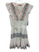 Oliphant Size XS White, Pink & Teal Cotton Sleeveless Tie V Neck Polka dot Dress White, Pink & Teal / XS
