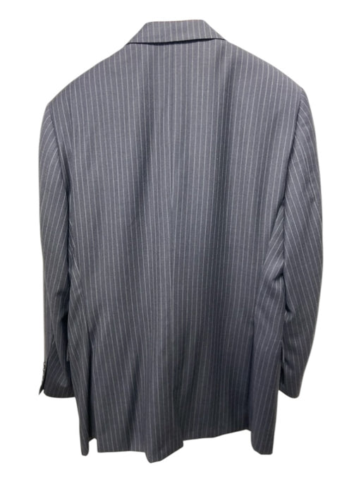 Hickey Freeman Gray Wood Striped notched 2 Button Men's Suit 42