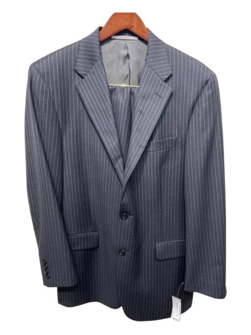 Hickey Freeman Gray Wood Striped notched 2 Button Men's Suit 42