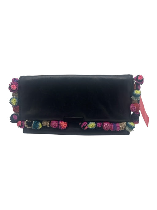 Loeffler Randall Black & Multi Leather Pom Pom Magnetic Close Chain Strap Bag Black & Multi / XS