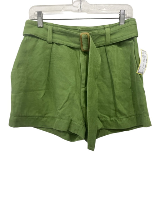 Vince Size 4 Green Cotton & Linen High Rise Pleated Shorts Green / 4