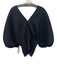 A.L.C. Size 6 Black Polyester Accordion Pleats Tie Front 1/2 Dolman Sleeve Top Black / 6
