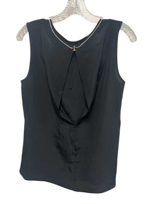 Marni Size 40 Black & Cream White Acetate & Silk Sleeveless Contrast Piping Top Black & Cream White / 40
