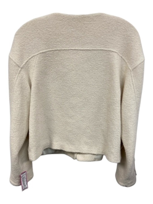 Tanya Taylor Size L Cream White & Brown Cotton Blend Boucle Breast Pocket Jacket Cream White & Brown / L
