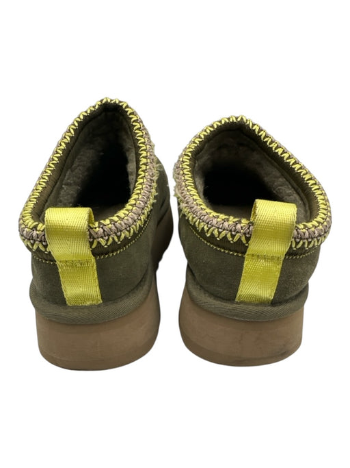 Ugg Shoe Size 9 Olive Green Leather Upper Suede Shearling Lined Platform Flats Olive Green / 9