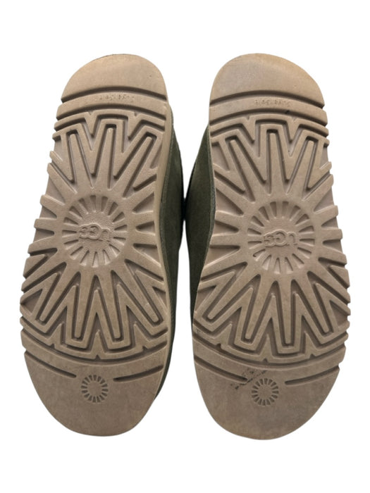 Ugg Shoe Size 9 Olive Green Leather Upper Suede Shearling Lined Platform Flats Olive Green / 9