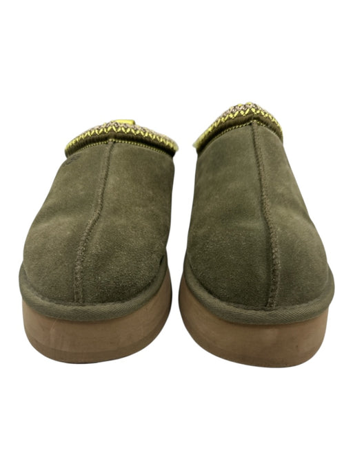 Ugg Shoe Size 9 Olive Green Leather Upper Suede Shearling Lined Platform Flats Olive Green / 9
