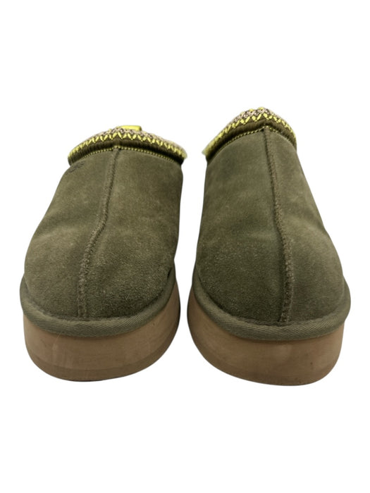 Ugg Shoe Size 9 Olive Green Leather Upper Suede Shearling Lined Platform Flats Olive Green / 9