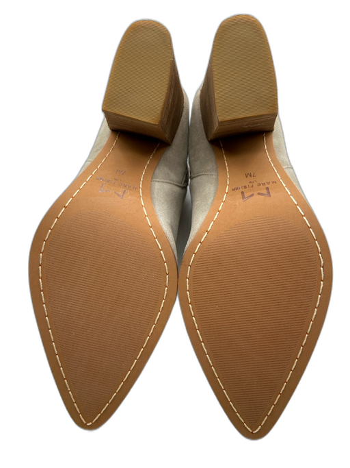 Marc Fisher Shoe Size 7 Beige & Brown Leather Suede Stacked Heel Ankle Booties Beige & Brown / 7