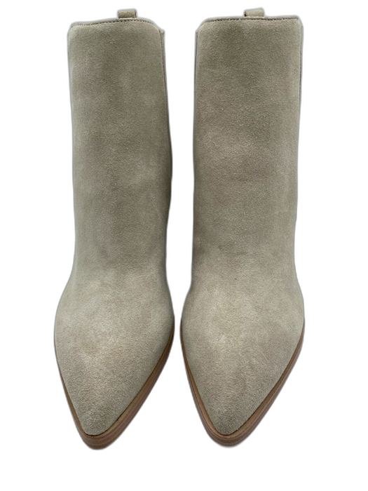 Marc Fisher Shoe Size 7 Beige & Brown Leather Suede Stacked Heel Ankle Booties Beige & Brown / 7