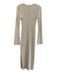 AYR Size Small Cream Nylon Blend Ribbed Knit Long Sleeve Round Neck Dress Cream / Small