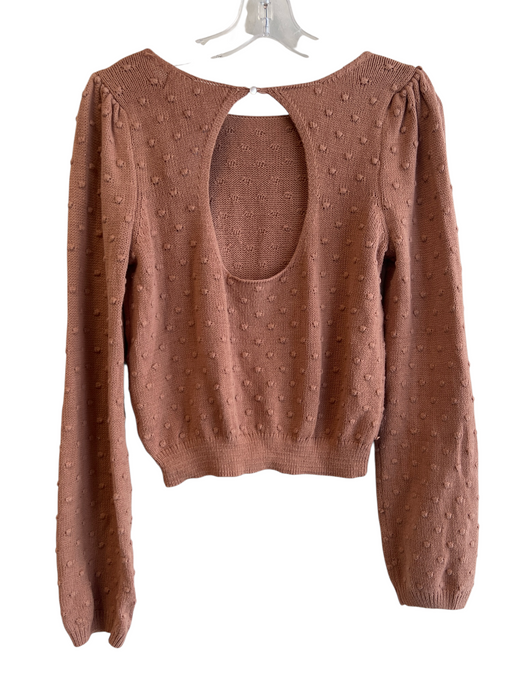 saltwater LUXE Size Small Mocha Cotton Blend Knubby back out Long Sleeve Top Mocha / Small