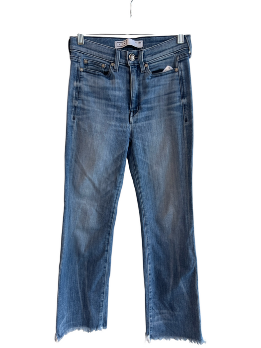 AYR Size 25 Light Wash Cotton Blend 5 Pocket Zip Fly Raw Hem Striahgt leg Jeans Light Wash / 25