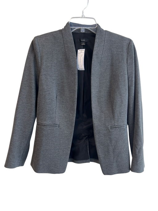 J Crew Size 2 Dark Gray Viscose Blend Open Front No Collar Blazer Dark Gray / 2