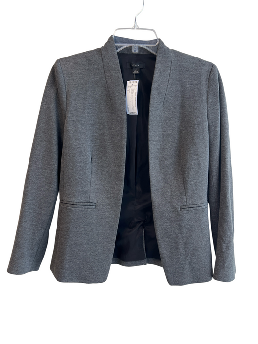 J Crew Size 2 Dark Gray Viscose Blend Open Front No Collar Blazer Dark Gray / 2