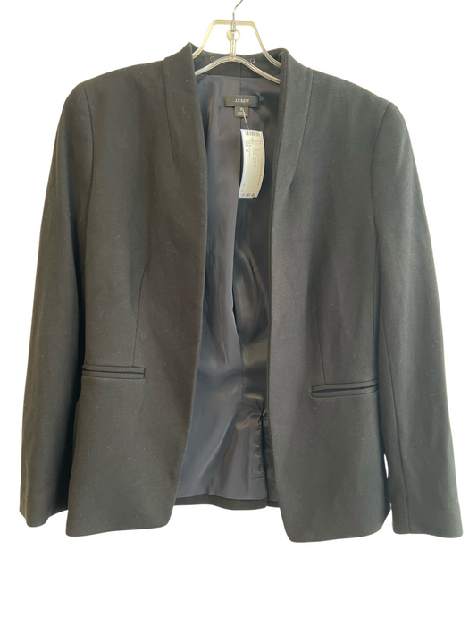 J Crew Size 2 Black Viscose Blend Open Front No Collar Blazer Black / 2