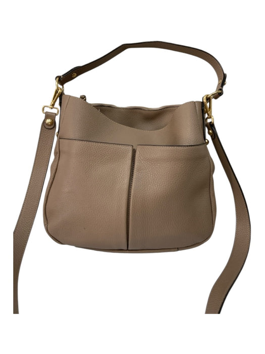 Annabel Ingal Taupe Brown Pebbled Leather Gold hardware Crossbody Zip Bag Taupe Brown / M